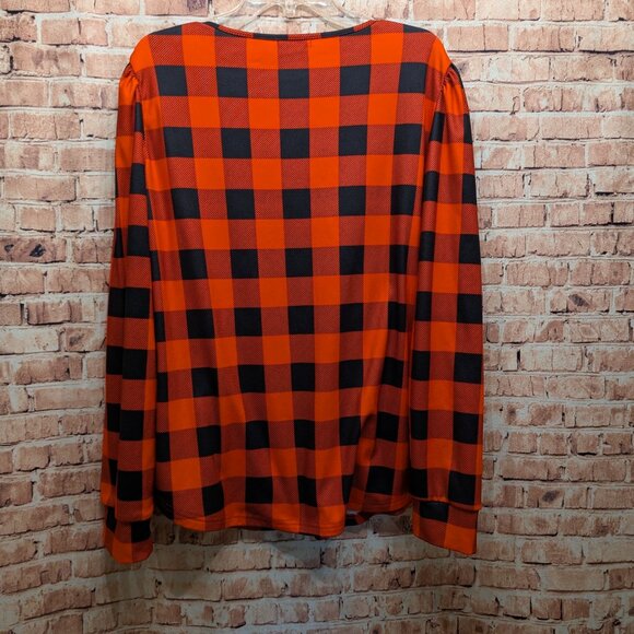 Ofeefan Red/BLack Plaid Long Sleeve Pull Over Size 3XL - Picture 6 of 6